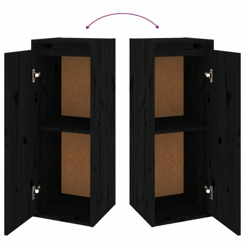 TV Cabinets 6 pcs Black Solid Wood Pine F6B0