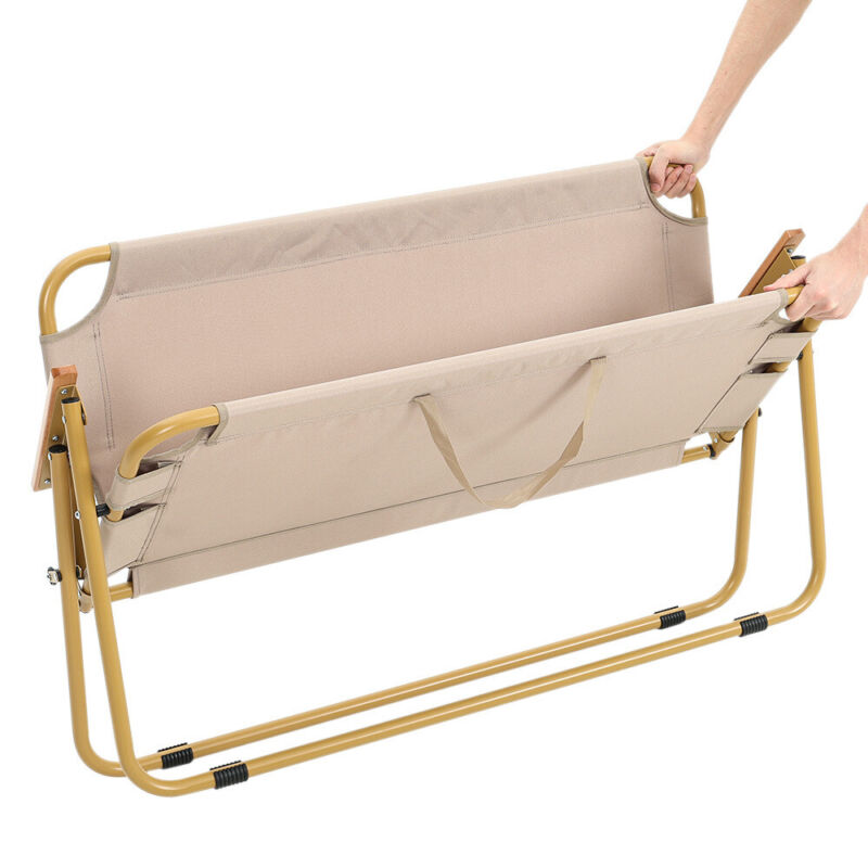 2 Seater Folding Camping Chair Portable Outdoor Picnic Oxford Beach Steel Frame