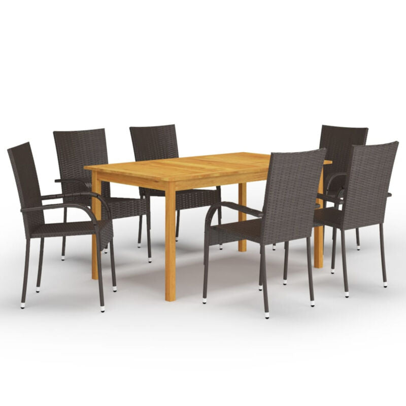 7 Piece Garden Dining Set Brown G9B2