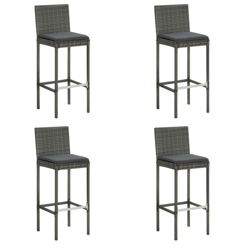 5 Piece Garden Bar Set with Cushions Poly Rattan Grey P6P9