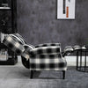 Black Check Recliner Armchair Wing Back Fireside Check Fabric Sofa Lounge Chair