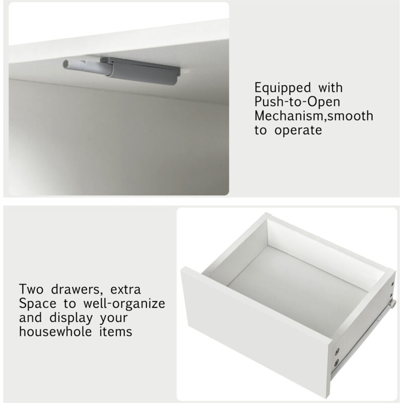 Modern Coffee Table with 2 Drawers LED High Gloss Living Room Table Furniture ML