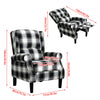 Black Check Recliner Armchair Wing Back Fireside Check Fabric Sofa Lounge Chair