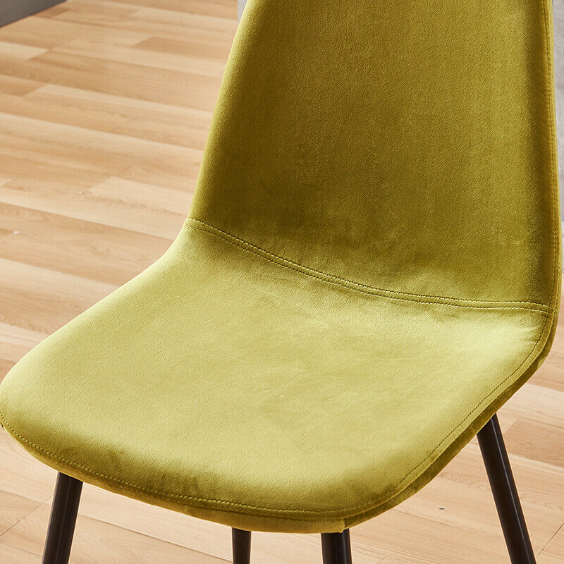Set of 4 Velvet Dining Chairs Side Chairs Padded Living Room Home Office Yellow