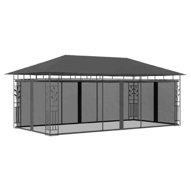 Gazebo with Mosquito Net 6x3x2.73 m Anthracite B5W3