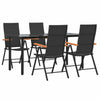 5 Piece Garden Dining Set Black and Brown Poly Rattan Q6F1