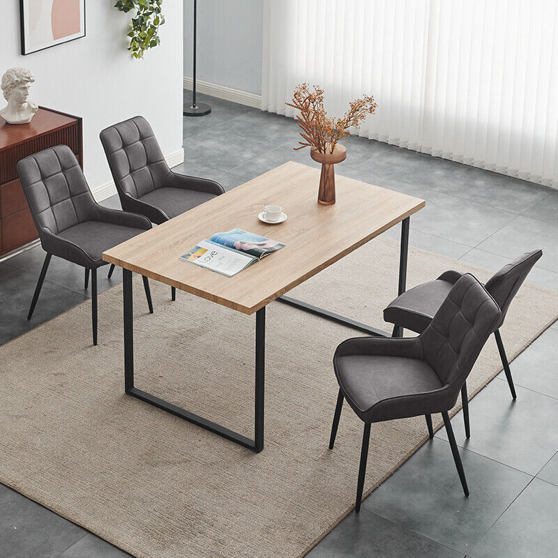 Set of 2 Dining Chairs Faux Leather/Velvet Upholstered Metal Legs Kitchen Chair