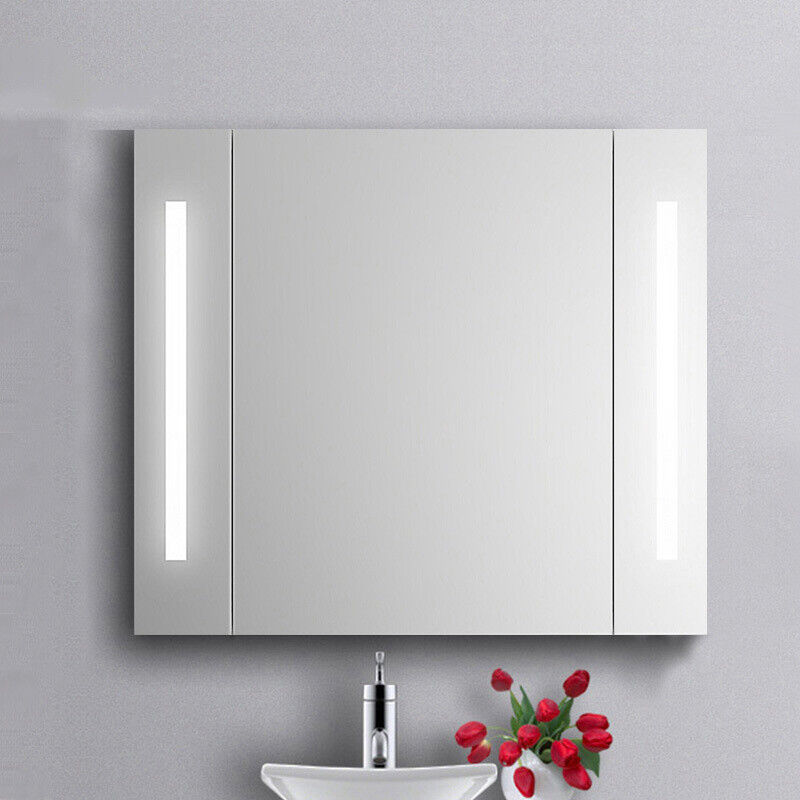 LED Illuminated Bathroom Mirror with Shaver Socket Cupboard Pa