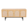 160CM Light Wood Effect Rattan Sideboard Large 4 Door 8 Cubbies Storage Cabinet