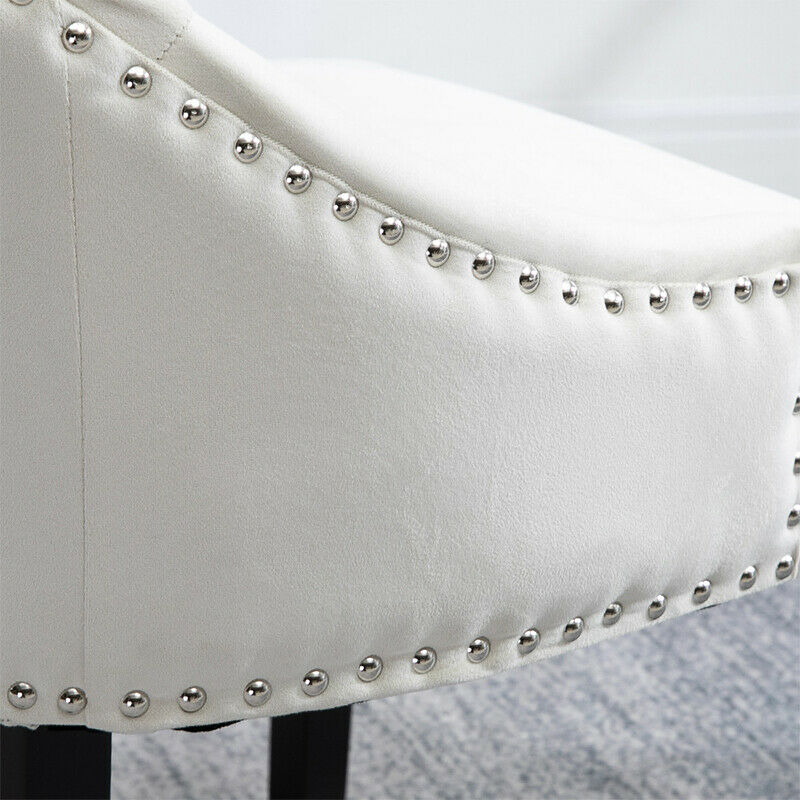 2x Velvet Dining Chairs Button Tufted with Rivets Knocker Lounge Chair Home BN