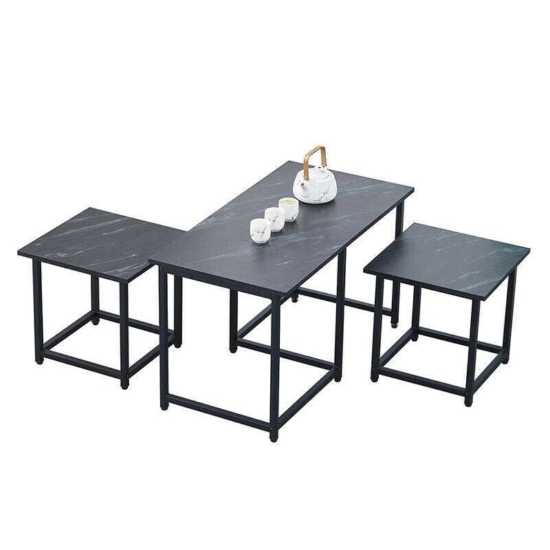 Set of 3 Coffee Table with 2 Stools Set Nesting Table Living Room Office Lounge