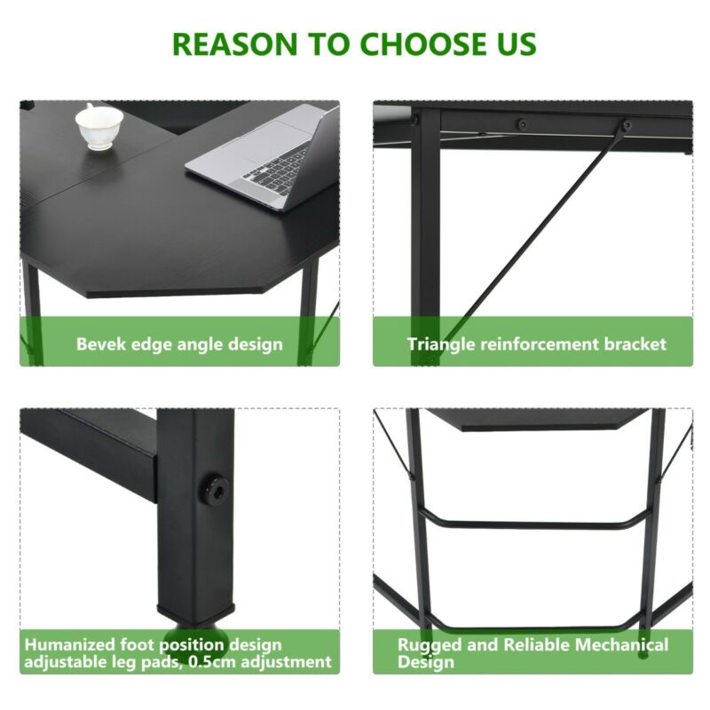 Corner Desk Study Table L shaped for Computer PC Laptop Home Office Workstation