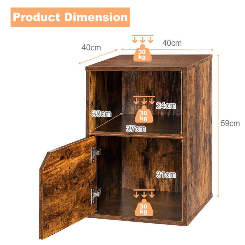 Set of 2 Nightstand Modern Sofa Side Table Bedroom End Table W/ Door Cabinet