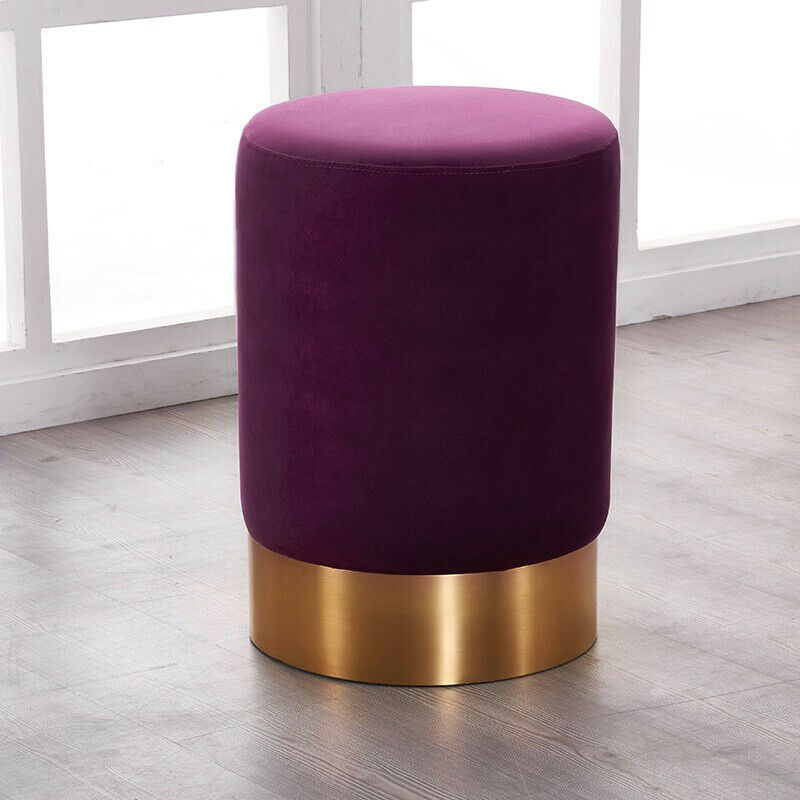 Retro Velvet Round Stool Dressing Table Stool Chair Vanity Footstool Guest Seat