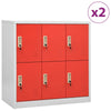 Locker Cabinets 2 pcs Grey and Red 90x45x92.5 Steel M3Q6