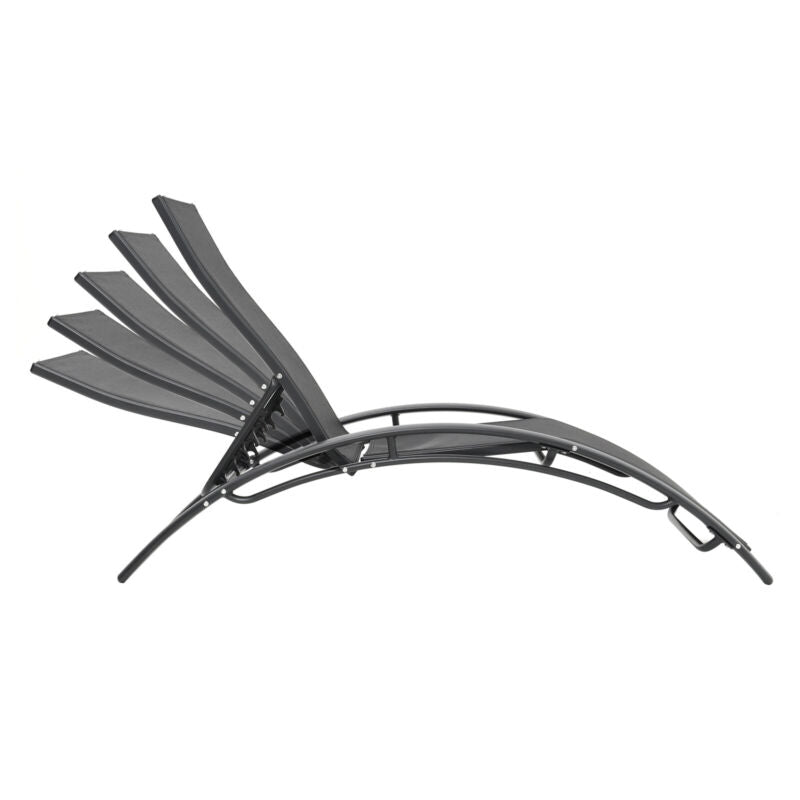 2pcs Garden Sun Lounger Relaxing Reclining Chair Day Bed Adjustable Backrest