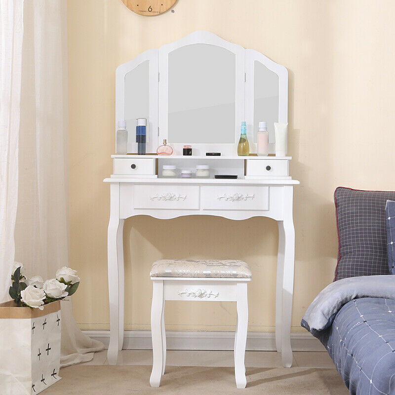 Modern Dressing Table Vanity Table Makeup Desk Dresser Set Home Bedroom Woman BN