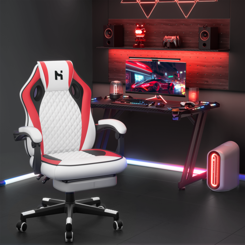 Gaming chair discount white and red