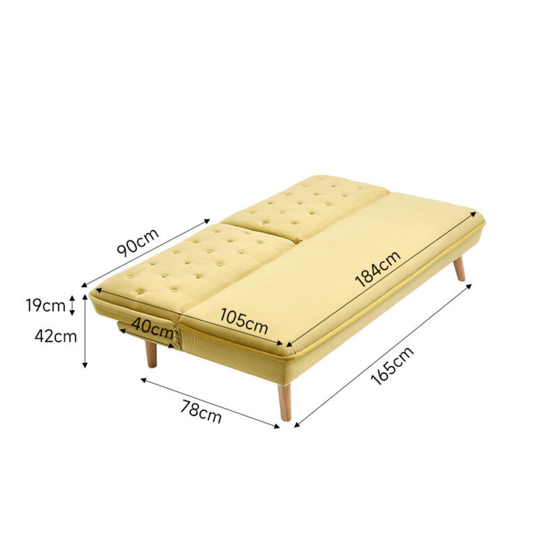 3 Seater Luxury Fabric Padded Sofa Bed Suite Quilted Back Recliner Sofabed