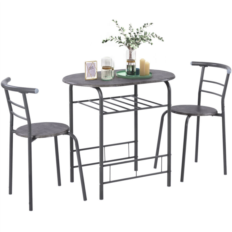 3Pcs Dining Table &Chairs Set for Kitchen Dining Room Breakfast Furniture Set MP