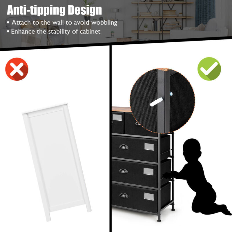 4 Tier Wide Storage Organizer Unit 5-Drawer Storage Dresser Chest of Drawers