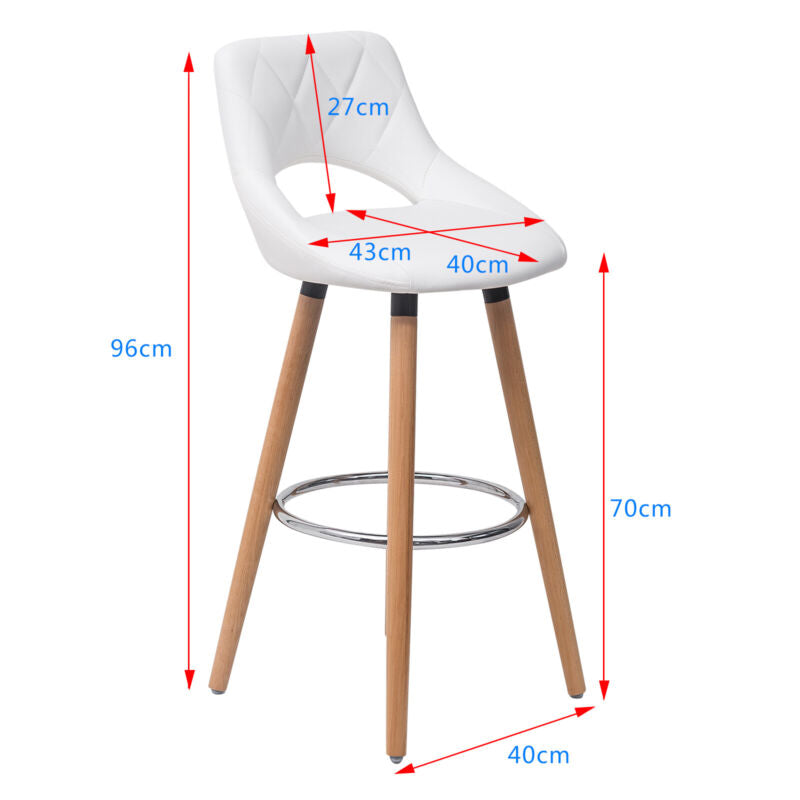 1/2x Breakfast Bar Stool Linen Stool Kitchen Bar Chair Wood Legs with footrest