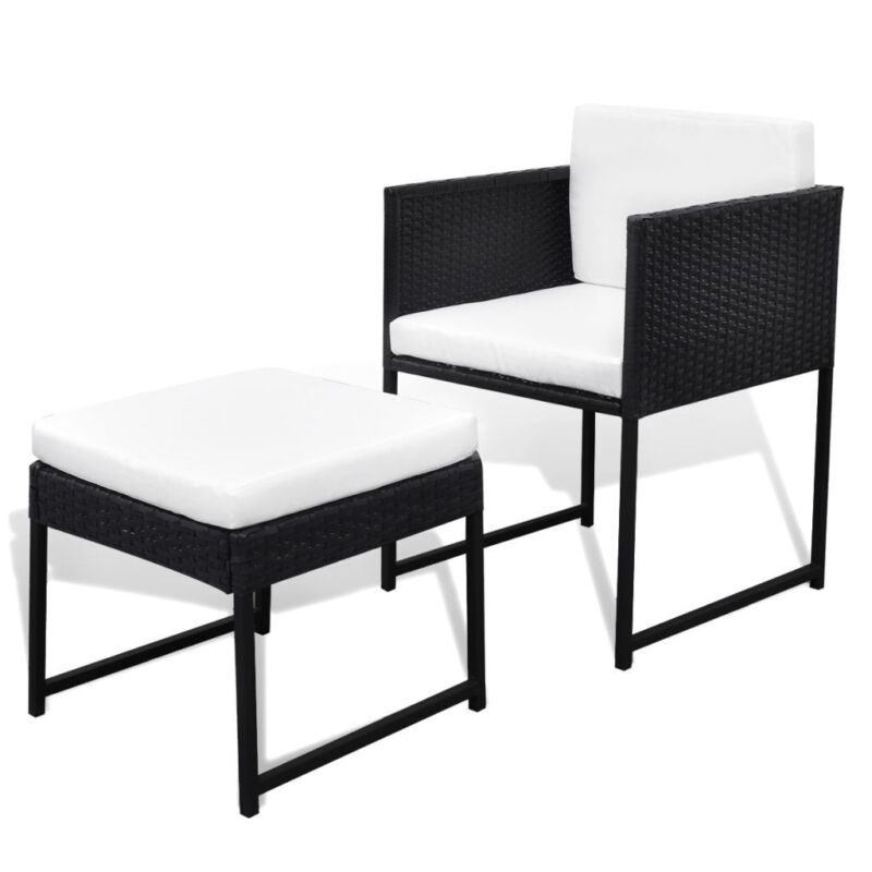 42762 21 Piece Outdoor Dining Set Black Poly Rattan (UK/IE/FI/NO Only) K6P6