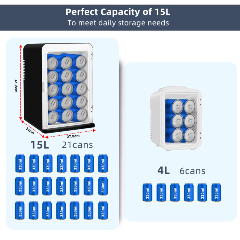 15L Portable Mini Fridge Table Top Cooler Electric Cooler Warmer Camping Office