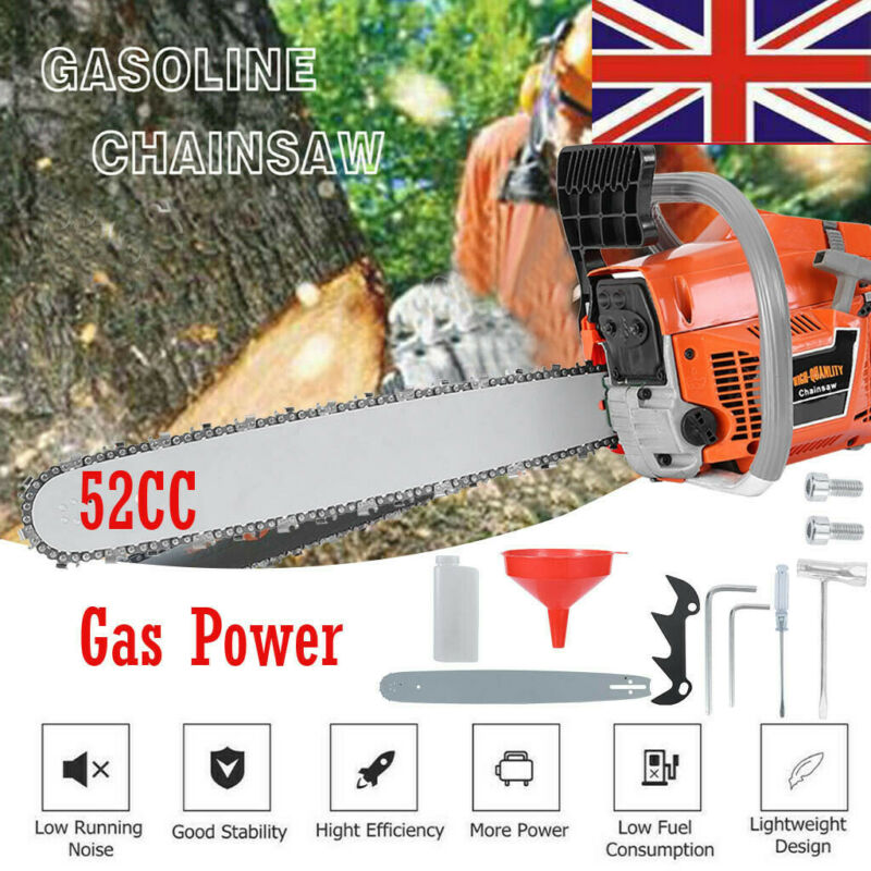 2700W 2-Stroke 52CC Petrol Chainsaw Easy Start E-Start Chain Saw 20" Heavy Duty