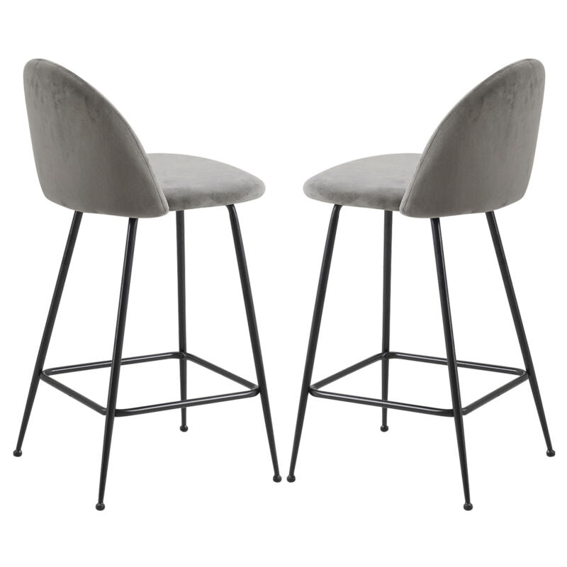 2x Breakfast Barstools w/ Velvet Padded Backrest High Counter Stools Restaurant