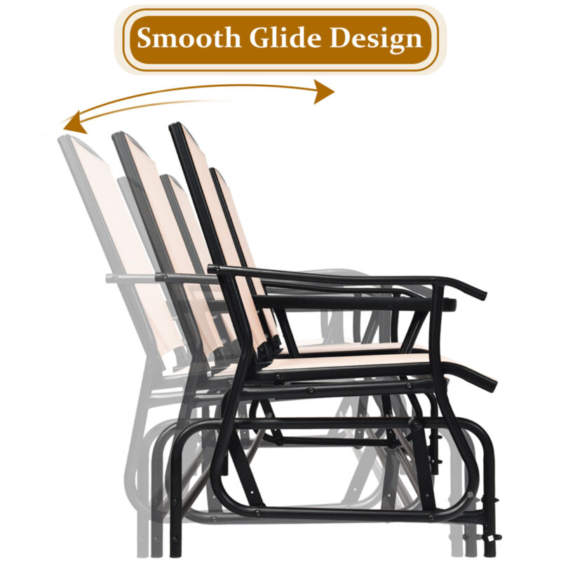 2 Seater Garden Swing Glider Lounge Chair Patio Rocking Armchair W/ Center Table