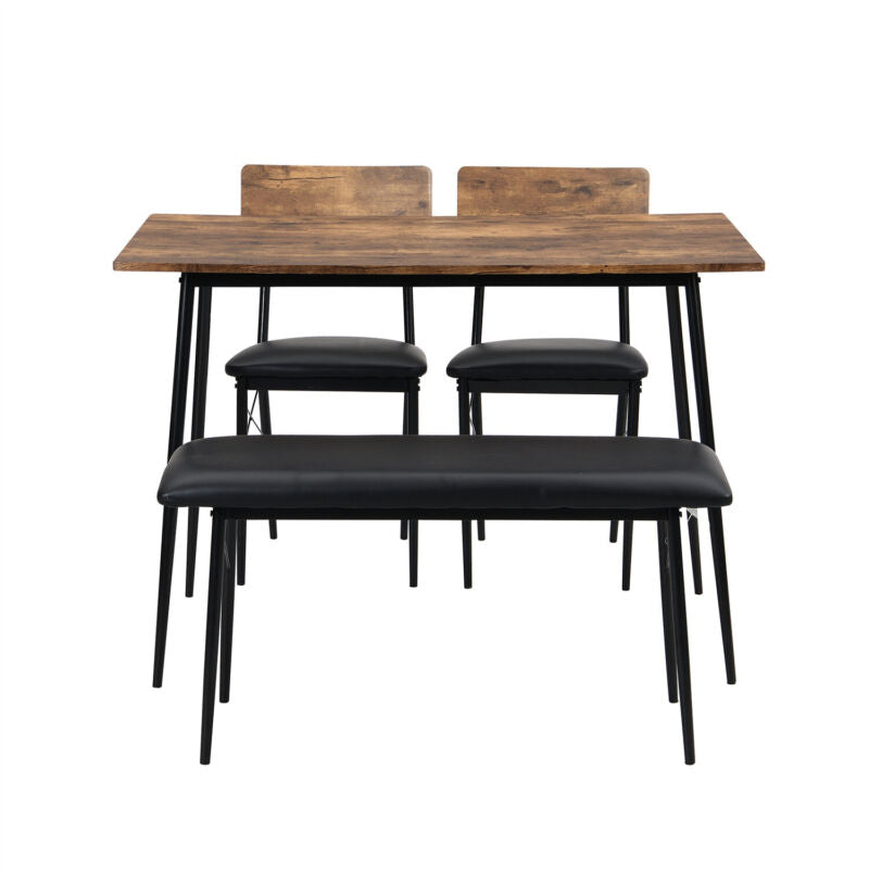 Dining Table and 2 Chairs Bench Set Industrial Kitchen Dining Table Set MP