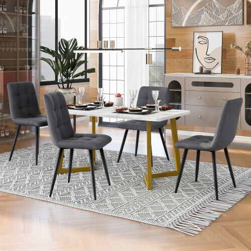 Modern Dining Table and 4 Chairs Set with Metal legs Dining Room Kitchen MR