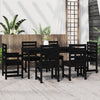 7 Piece Garden Dining Set Black Solid Wood Pine C1J6