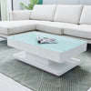 2 Drawers High Gloss 8mm Tempered Glass Coffee Table White End Table Living Room