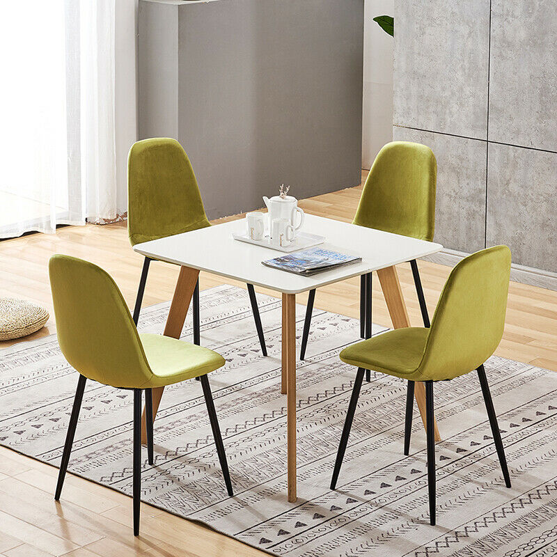 Set of 4 Velvet Dining Chairs Side Chairs Padded Living Room Home Office Yellow