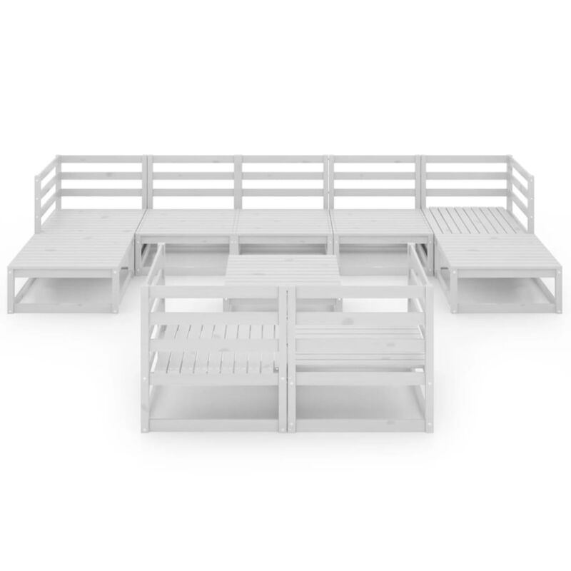10 Piece Garden Set White Solid Pinewood Y4C8