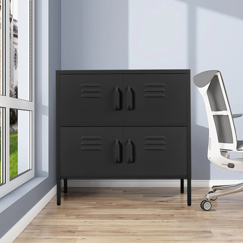 4 Doors 4 Shelves Vertical Metal Filing Cabinet Furniture Office Storage Unit