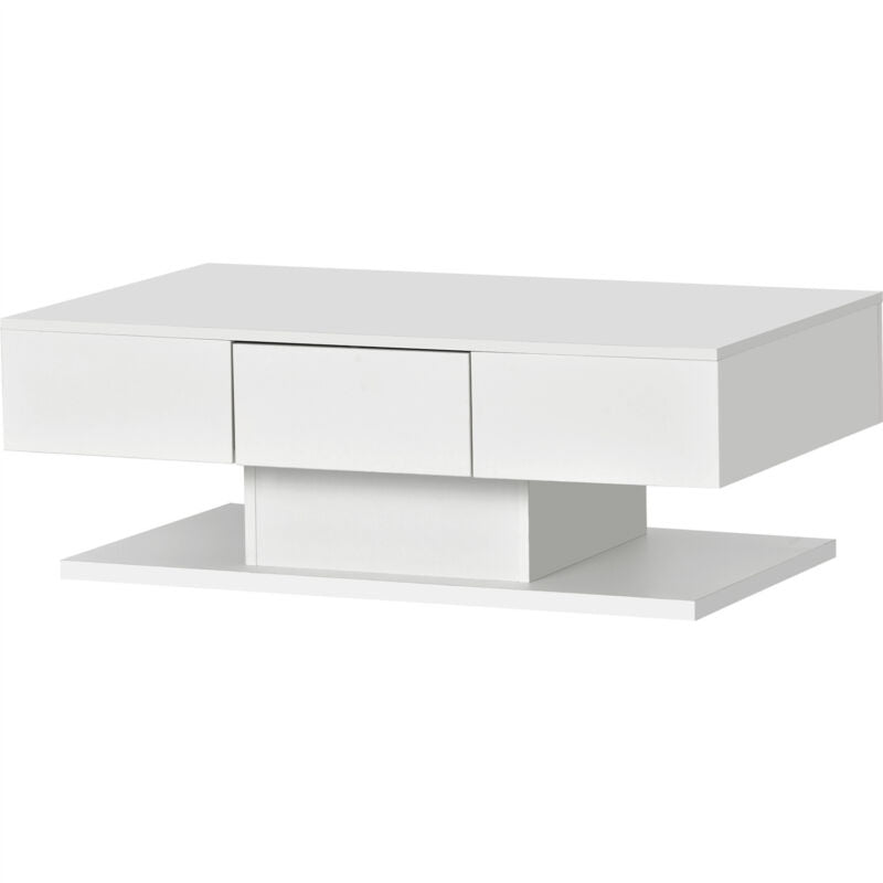 Modern Coffee Table with 2 Drawers LED High Gloss Living Room Table Furniture ML
