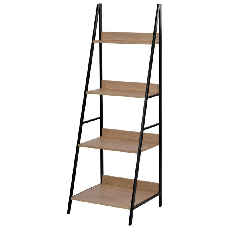 Ladder Shelf Bookcase, Industrial 4 Tier Bookshelf, Storage Rack Shelves