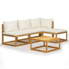 5 Piece Garden Set with Cushions Solid Wood Acacia (UK/IE/FI/NO V4J7