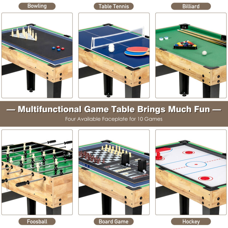 10-in-1 Combo Game Table Set Combo Entertainment Game Table Stackable Design