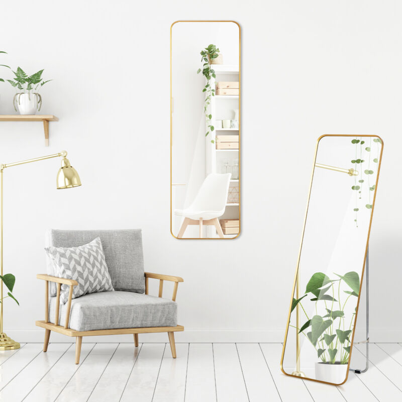 Large Full Length Mirror Gold Steel Frame Dressing Floor Mirror Standing/Hangi