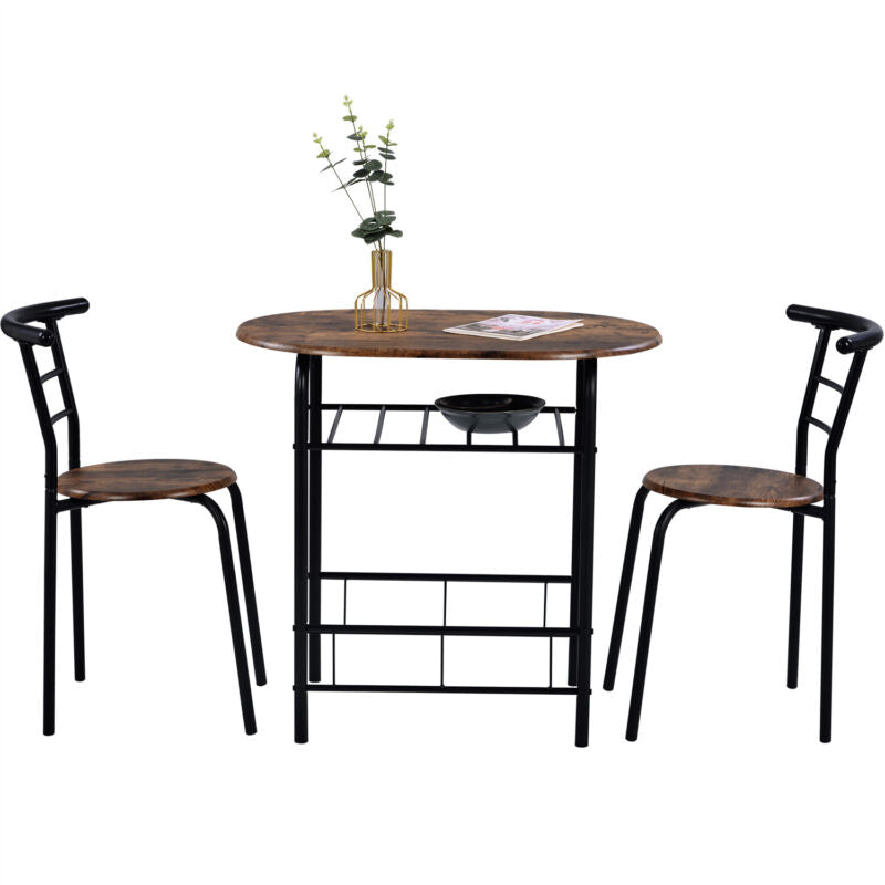 3pcs Dining Table Set and 2 Stools Breakfast Bar for Dining Room/ Kitchen MF