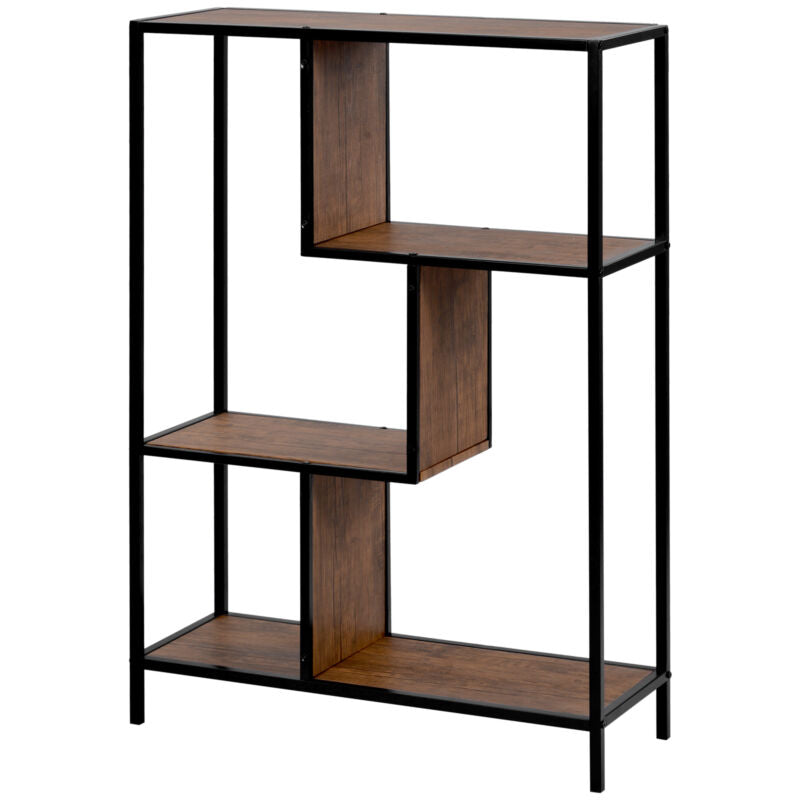 Industrial Bookcase 3-Tier Storage Rack Living Room Home Office Steel Frame