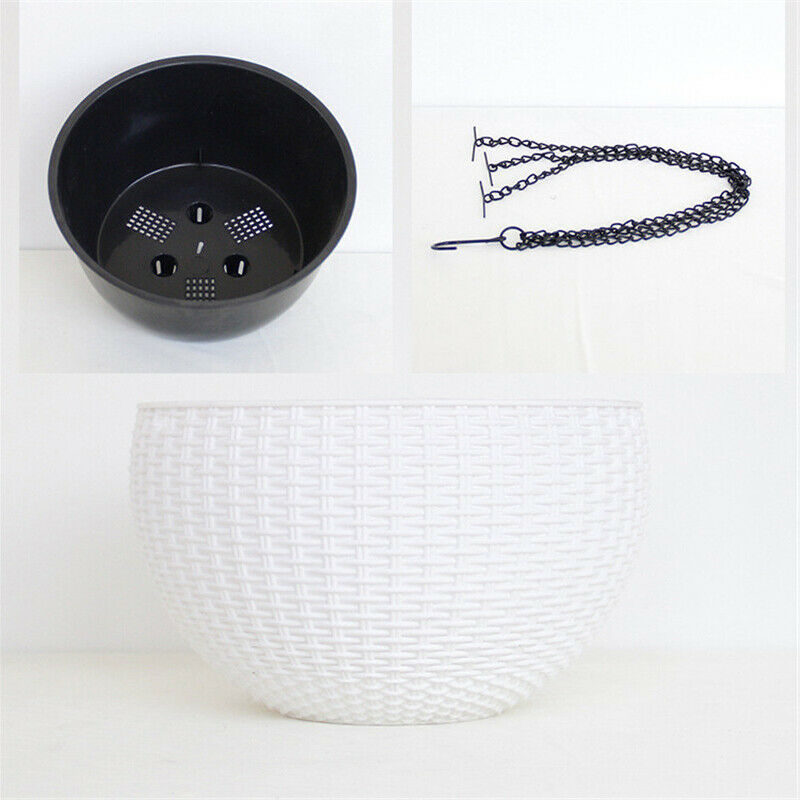 Self-watering Hanging Flower Pot Resin Plaited Hanging Basket Garden Decor