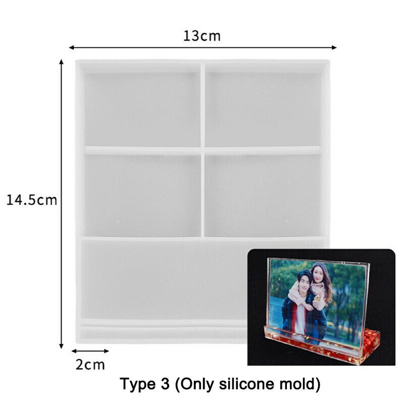 DIY Resin Mould Love Heart Rectangular Photo Frame Silicone Mold Valentine Gift