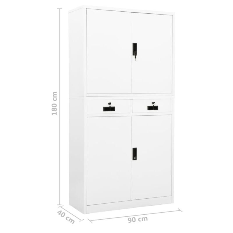 Office Cabinet White 90x40x180 Steel V5U8