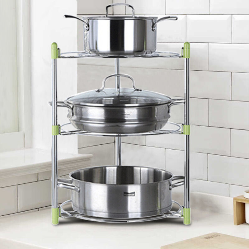 3/5 Tier Pot Storage Rack Pan Stand Saucepan Holder Kitchen Cookware Organiser