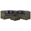 4 Piece Garden Set with Cushions Poly Rattan Grey Y8P2
